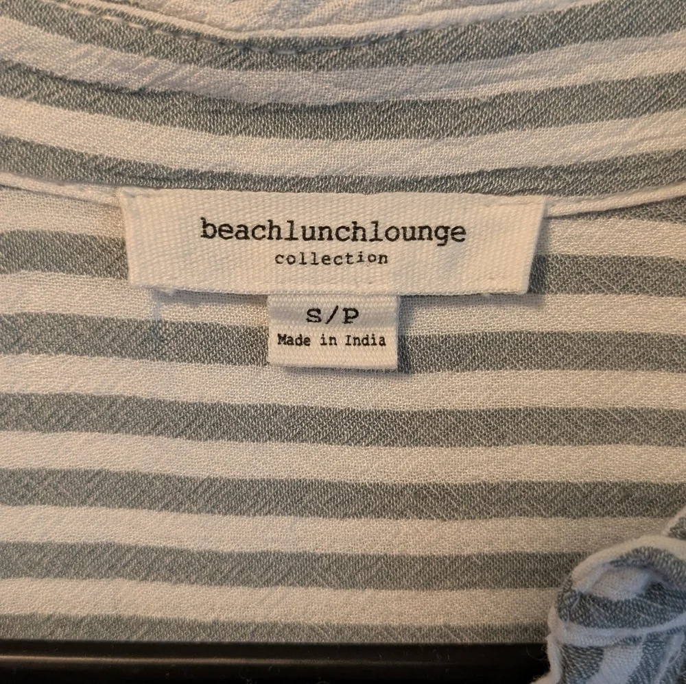 BeachLunchLounge Striped Blue and White Women's Shirt - Picture 3 of 4